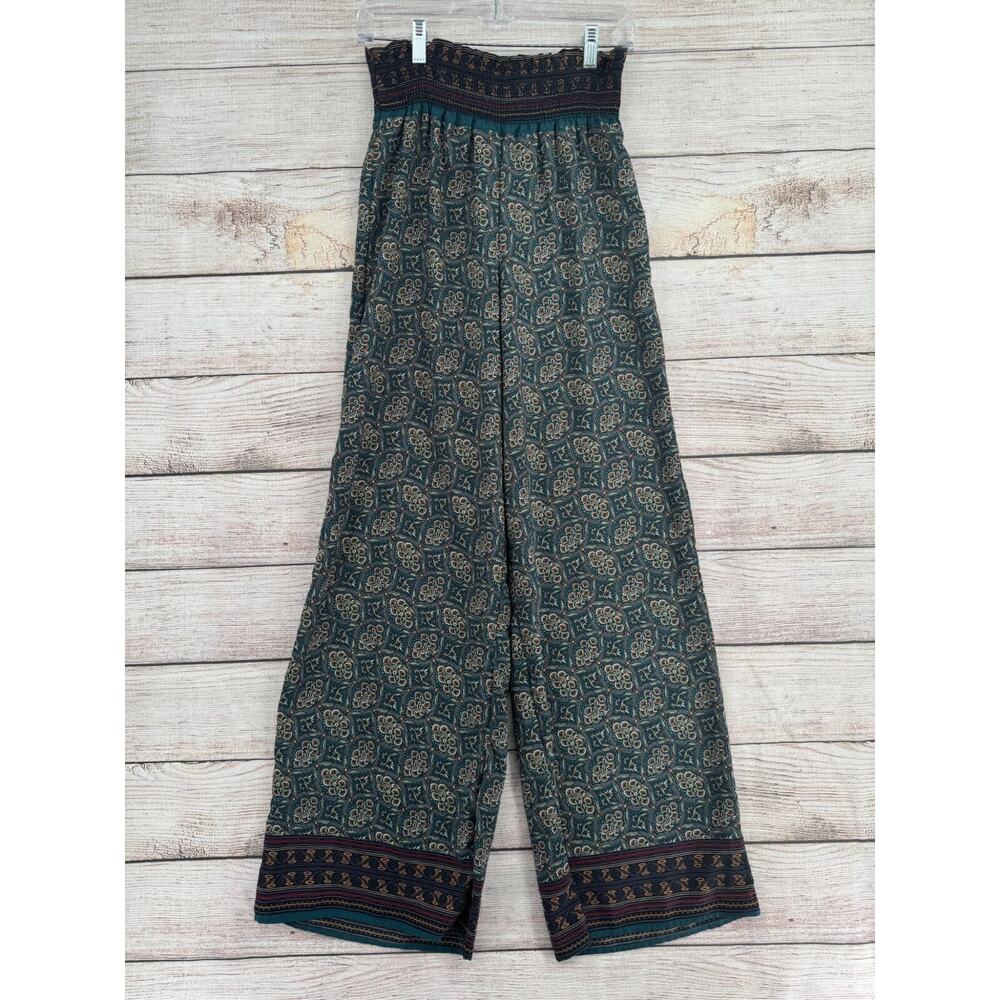 Painted Threads Elastic Waist Wide Leg BOHO Pants Women's Size Small Green